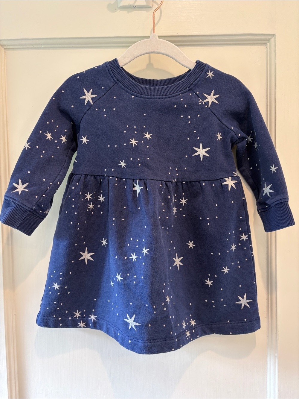Hanna Andersson Midnight Blue Star Sweatshirt Dress 18-24 months